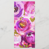 Pops de rose et violet vibre Mariage Floral Menu (Dos)