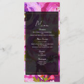 Pops de rose et violet vibre Mariage Floral Menu (Devant)