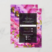 Pops de rose & violet Vibrant mariage floral RSVP (Devant / Derrière)