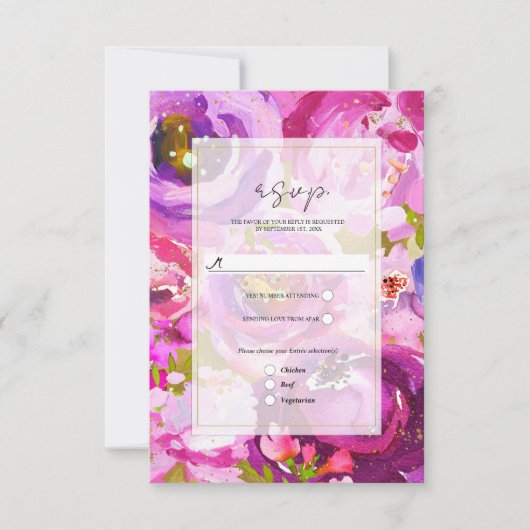 Pops de rose & violet Vibrant mariage floral RSVP (Devant)