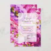 Pops de rose & violet Vibrant mariage floral RSVP (Devant / Derrière)