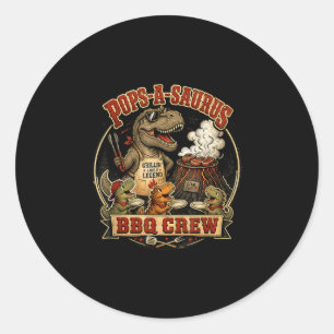 Pops een saurus bbq bemanning grappige dinosaurus ronde sticker