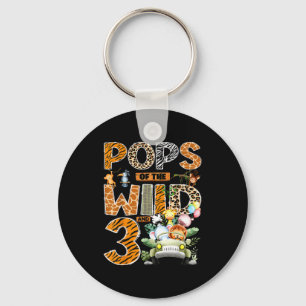 Pops van de wilde drie 3de verjaardag jongen safar sleutelhanger