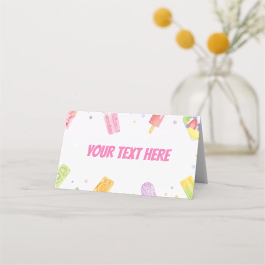 Popsice Cream Tent Place Card Summer Party (Voorkant)