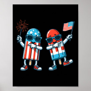 Popsicle Amerikaanse vlag 4 juli Patriottische zom Poster