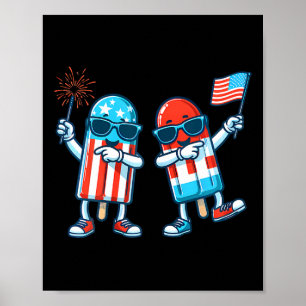 Popsicle Amerikaanse vlag 4 juli Patriottische zom Poster