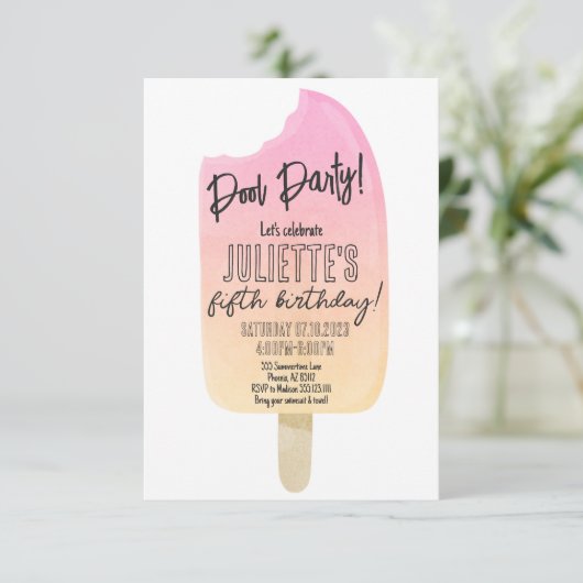 Popsicle Anniversaire Fête Été Invitation modifiab (Debout devant)