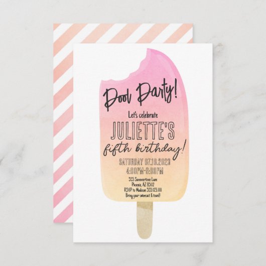 Popsicle Anniversaire Fête Été Invitation modifiab (Devant / Derrière)