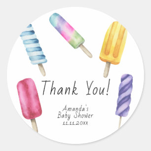 Popsicle Baby shower Bedankt Ronde Sticker