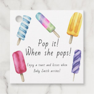 Popsicle Baby shower Pop het als ze barst Bedankjes Labels