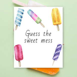 Popsicle baby shower - raad de zoete rommel poster