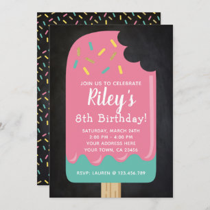 Popsicle Birthday Invitation Chalkboard Kaart