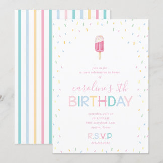 Popsicle Birthday Party with Rainbow Sprinkles Kaart