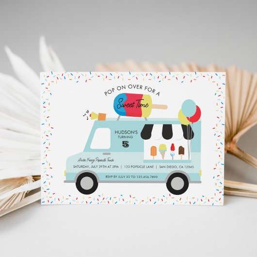 Popsicle Camion Anniversaire Fête Invitation