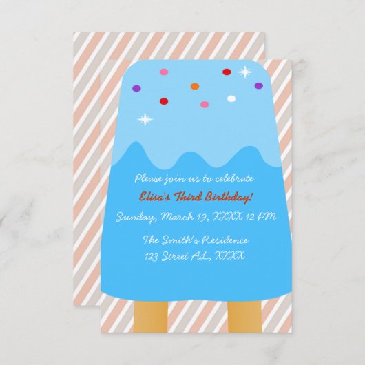 Popsicle Candyland Uitnodiging (Voorkant / Achterkant)