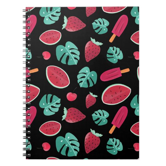 Popsicle, Cherry, aardbei en watermeloenen Notitieboek (Voorkant)