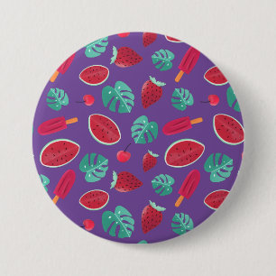 Popsicle, Cherry, aardbei en watermeloenen Ronde Button 7,6 Cm