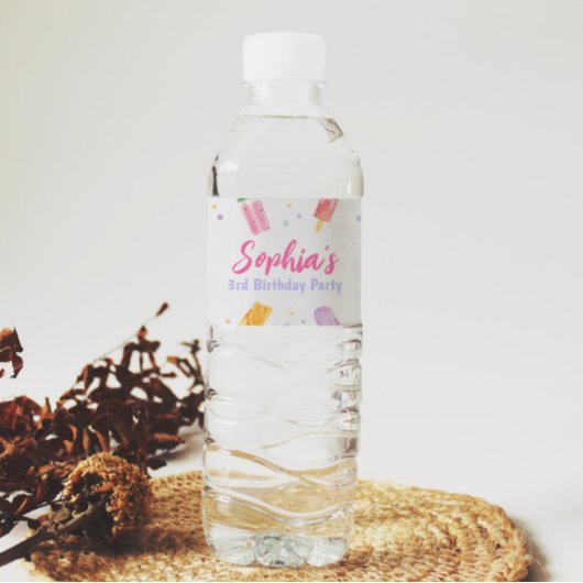 Popsicle Crème glacée Bouteille d'eau Étiquette fê
