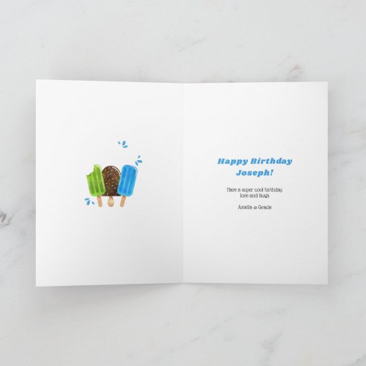 Popsicle Custom Age Boy Super Cool Birthday Kaart (Binnen)