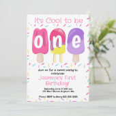 Popsicle eerste verjaardagsfeestuitnodiging kaart (Staand voorkant)