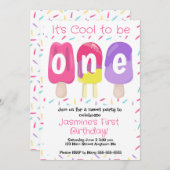 Popsicle eerste verjaardagsfeestuitnodiging kaart (Voorkant / Achterkant)