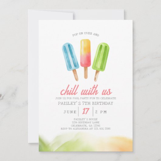 Popsicle été Anniversaire Fête Invitation (Devant)