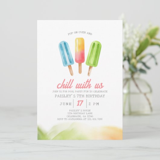 Popsicle été Anniversaire Fête Invitation (Debout devant)