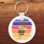 Popsicle Face Kawaii Glasses kleurrijke Sleutelhan Sleutelhanger (Voorkant)