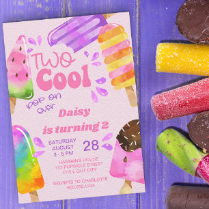 Popsicle Feestje Two Cool Girls 2e Verjaardag Kaart