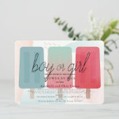 Popsicle Gender Reveal Baby shower per post Kaart (Staand voorkant)