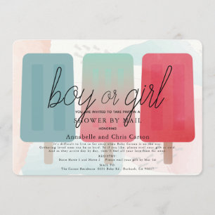 Popsicle Gender Reveal Baby shower per post Kaart