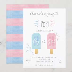 Popsicle geslacht onthulling uitnodiging, Jongen o Kaart
