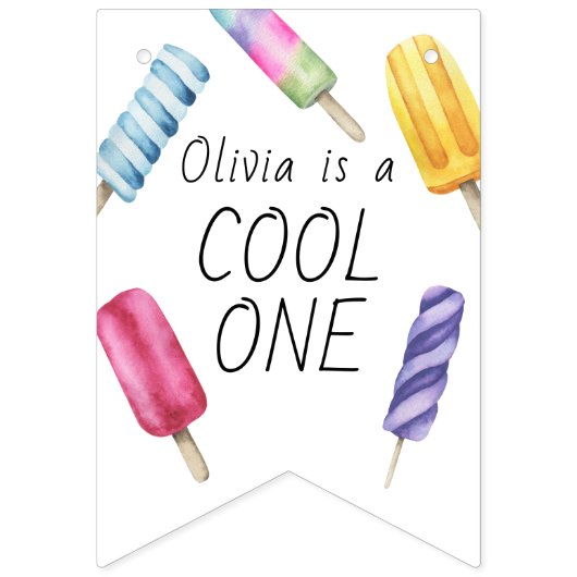 Popsicle Ice Cream Kids Verjaardag Vlaggetjes (Eerste vlag)