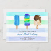 Popsicle Ice Cream Verjaardag Zomer Pool Party Kaart (Voorkant)