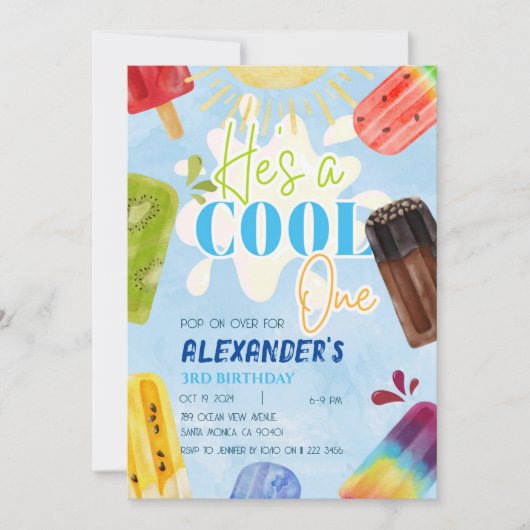 Popsicle Ijs Zomer 1e 3e 4e 5e 6e Jongen Kaart (Voorkant)