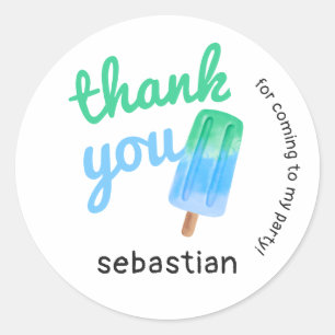 Popsicle Jongen Dank Je Verjaardag Ronde Sticker