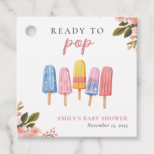 Popsicle klaar voor Pop Baby shower Bedankjes Labels (Voorkant)