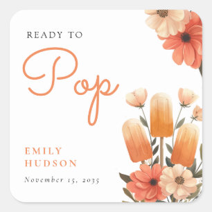 Popsicle klaar voor Pop Baby shower Vierkante Sticker