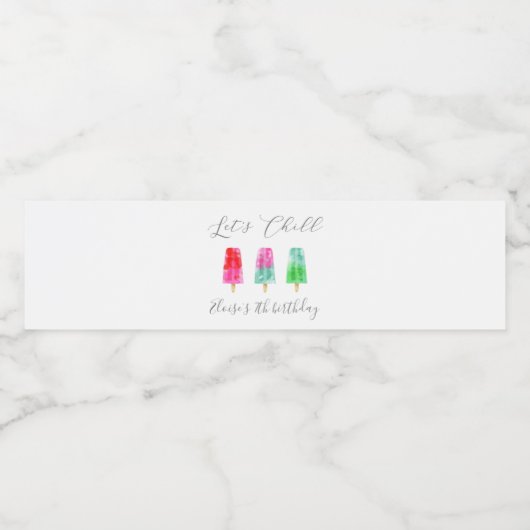 Popsicle Laten we kinderen verjaardagsfeest Waterfles Etiket (Enkel label)