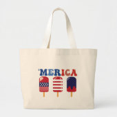 Popsicle Merica Onafhankelijkheidsdag 4 juli Grote Tote Bag (Voorkant)