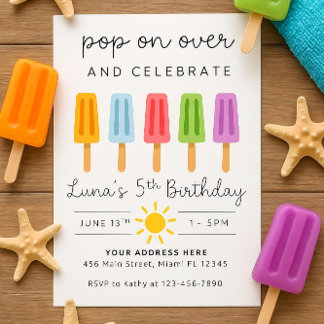 Popsicle modifiable Invitation Anniversaire Naissa