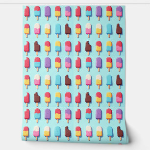 Popsicle Parade in Blue Ice Cream I Behang