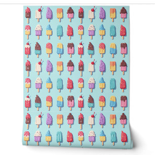 Popsicle Parade in Blue Ice Cream III Behang