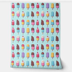 Popsicle Parade in Blue Ice Cream IV Behang