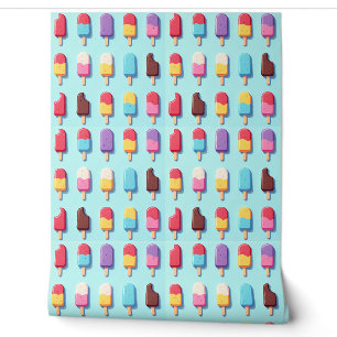 Popsicle Parade in Blue Ice Cream Wallpaper Behang