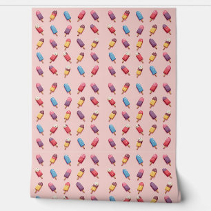 Popsicle Parade in Pink Ice Cream II Behang