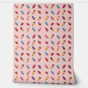 Popsicle Parade in Pink Ice Cream III Behang