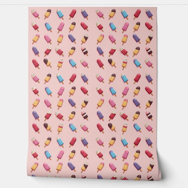 Popsicle Parade in Pink Ice Cream V Behang (Afrollen)