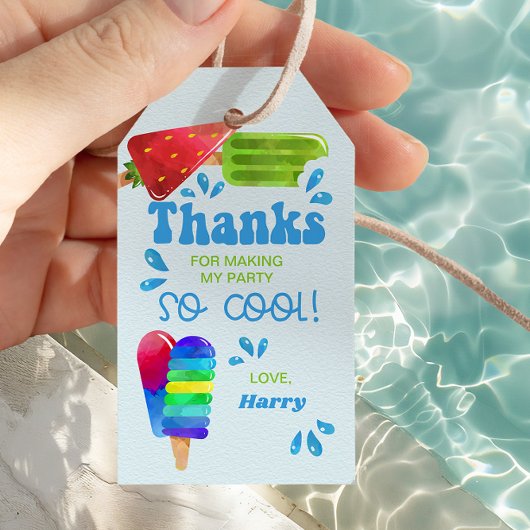 Popsicle Party Cool Ices Blauw Dank je wel Cadeaulabel
