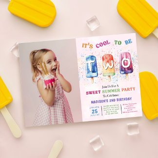 Popsicle Party Two Cool 2e verjaardag foto Kaart